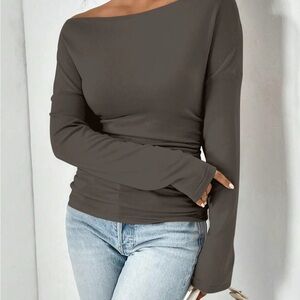 Elegant Off-Shoulder Gray Top